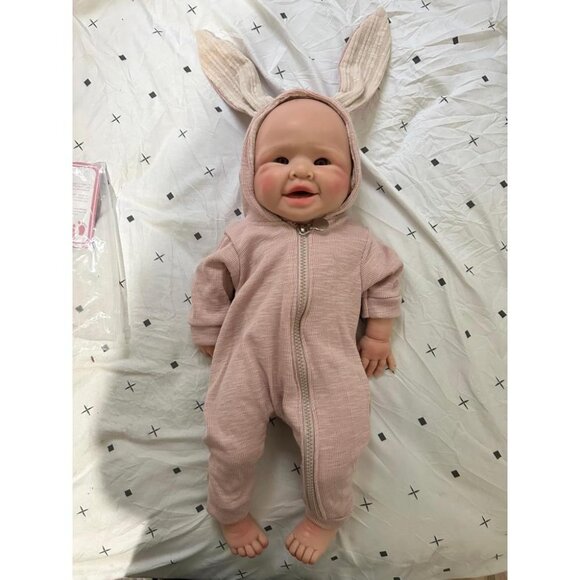 🆕17 Inch Realistic Full Silicone Lifelike Reborn Smiling Girl With Open Eyes - Picture 4 of 13